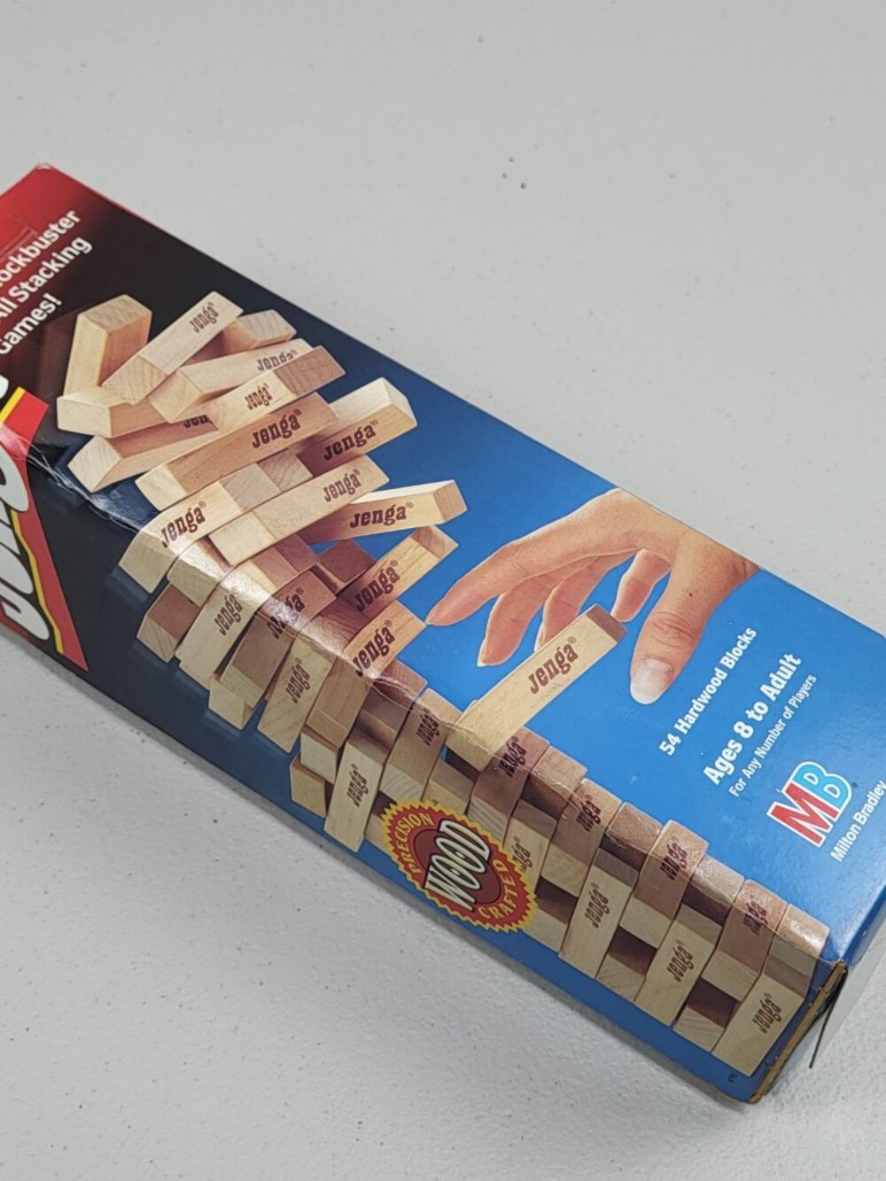 Vtg Jenga Game 1986 Milton Bradley Precision Crafted 54 pcs Hardwood Blocks USA - Picture 8 of 9